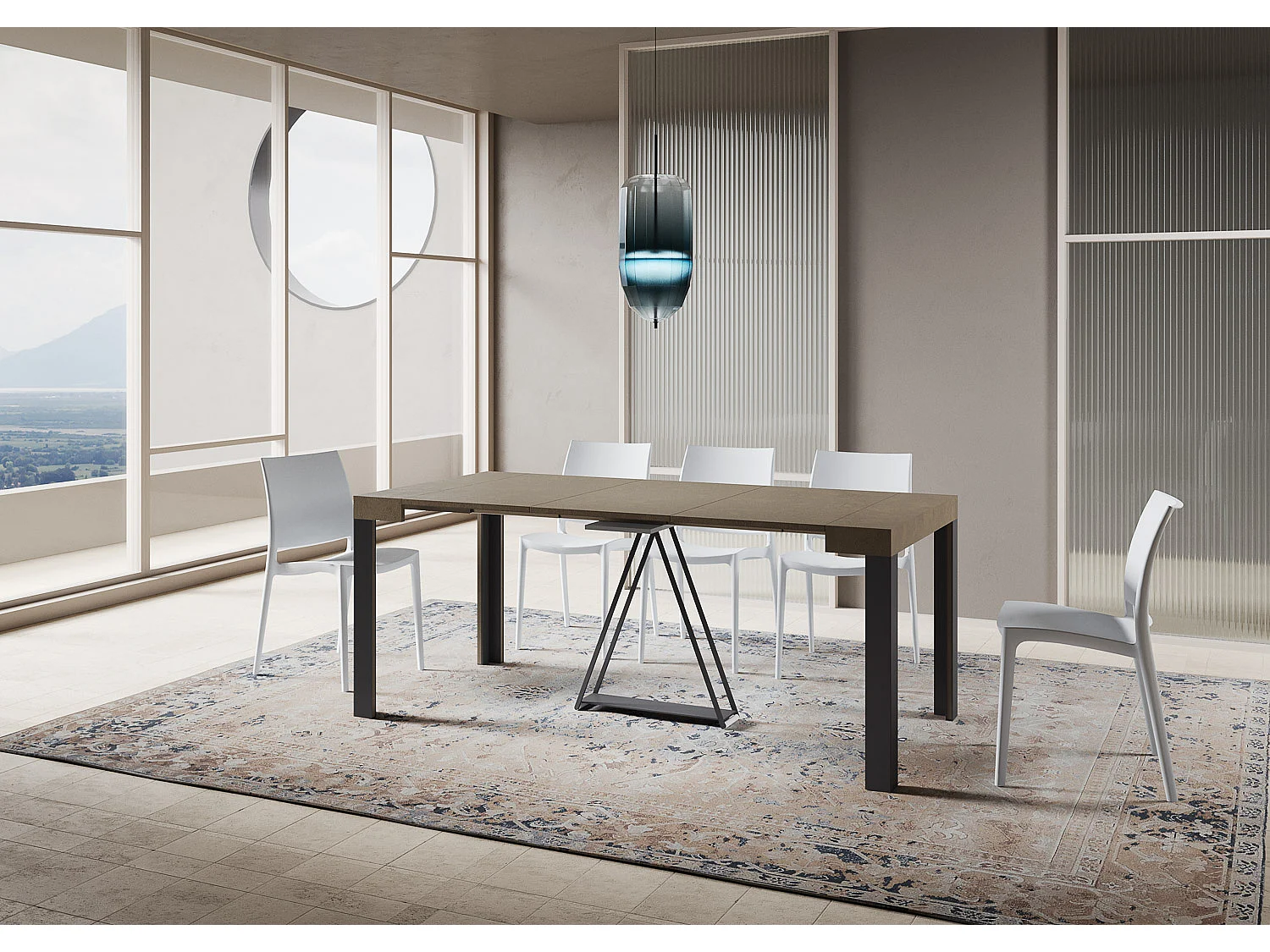 Console extensible 90x40/300 cm Tarax taupe cadre anthracite