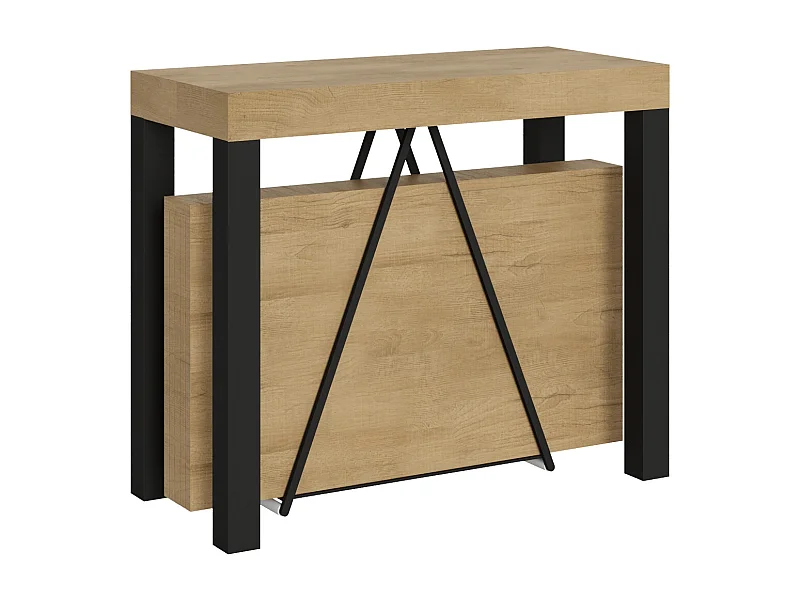 Console extensible 90x40/300 cm Tiris chêne nature cadre anthracite