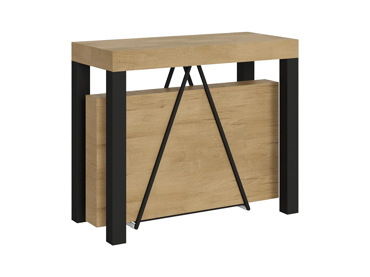 Console extensible 90x40/300 cm Tiris chêne nature cadre anthracite