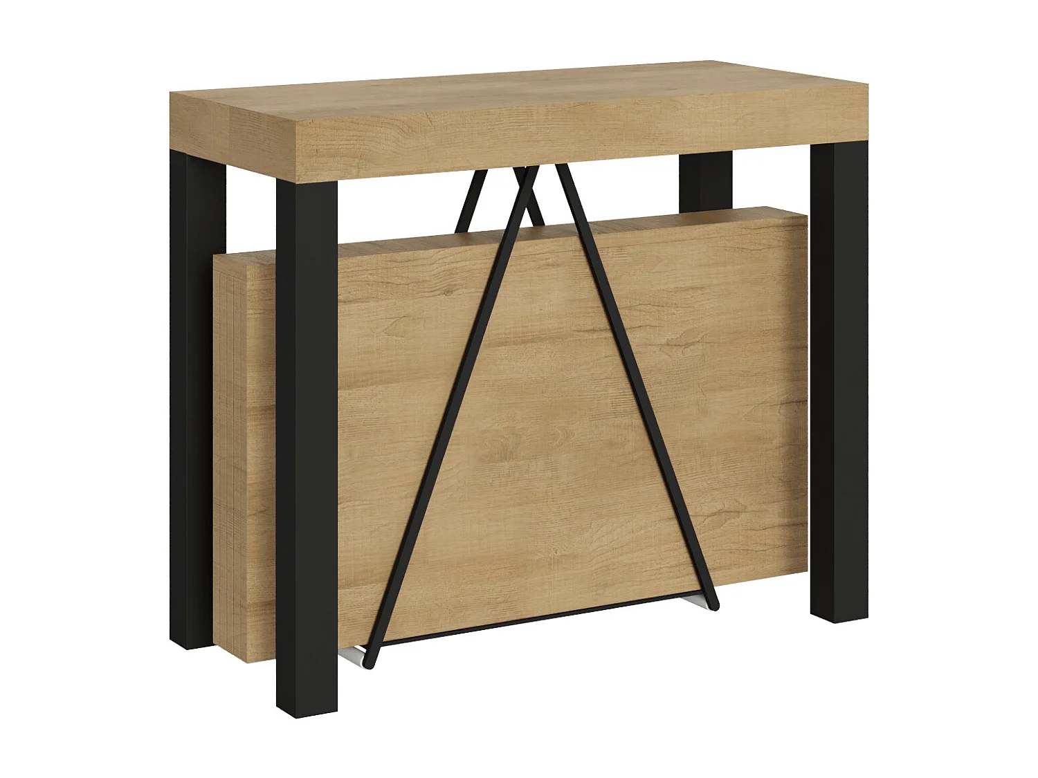Consola extensible 90x40/300 cm Tiris roble natural estructura antracita
