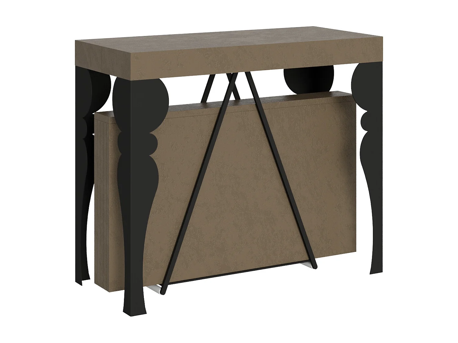 Console extensible 90x40/300 cm Riza taupe cadre anthracite
