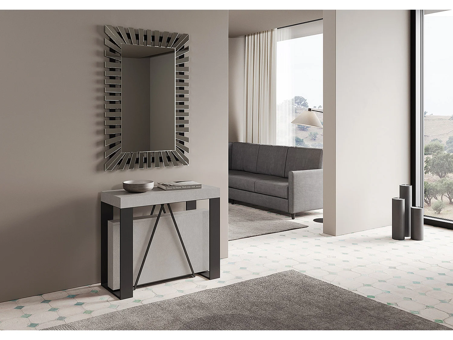 Consola extensible 90x40/196 cm Zamat Small cachemira estructura antracita