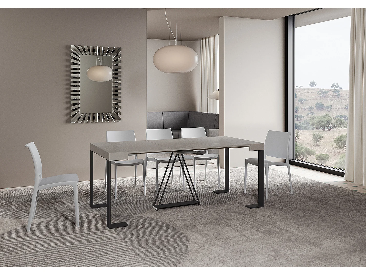 Consola extensible 90x40/196 cm Zamat Small cachemira estructura antracita