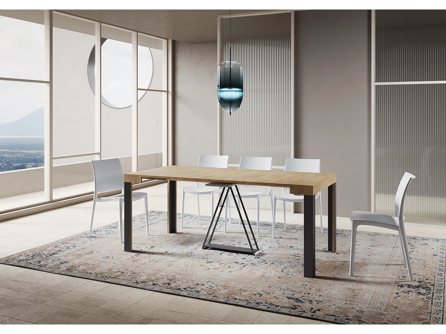 Consola extensible 90x40/196 cm Tarax Small roble natural estructura antracita