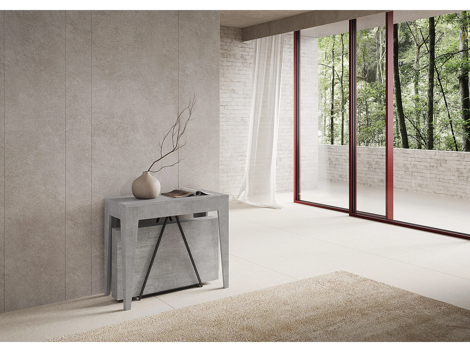 Console extensible 90x42/198 cm Zima Small gris béton