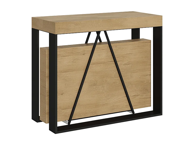 Mesa consola extensível 90x40/196 cm Sketa Small carvalho natural quadro antracite
