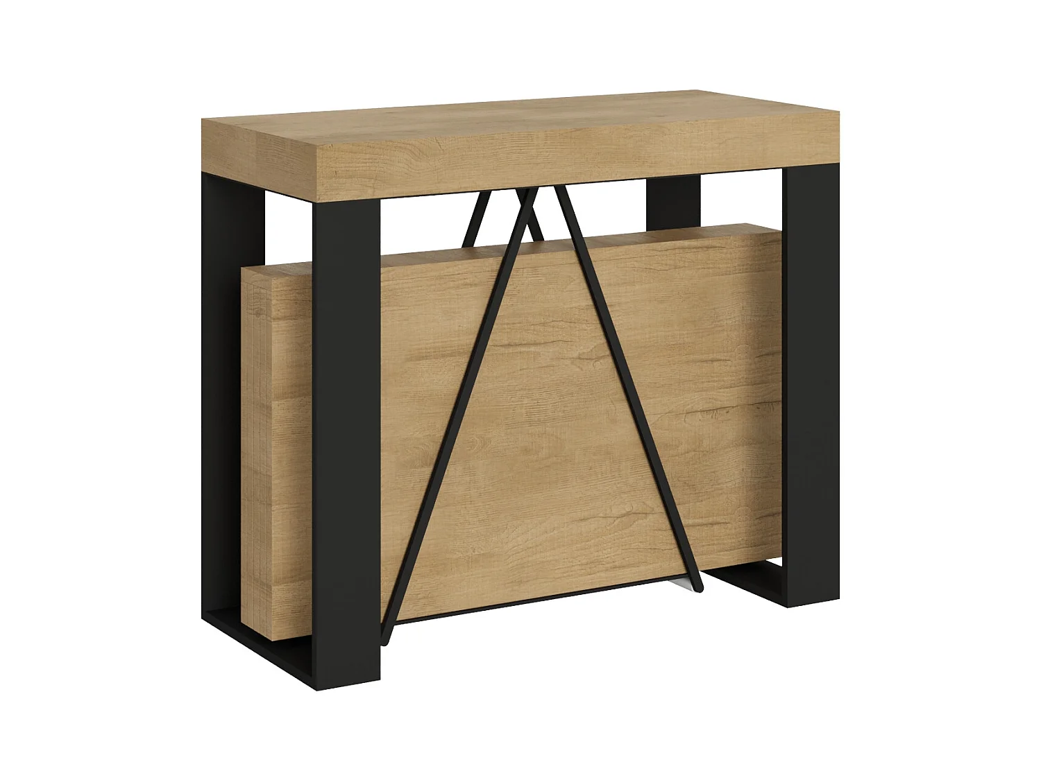 Console extensible 90x40/196 cm Zamat Small chêne nature cadre anthracite