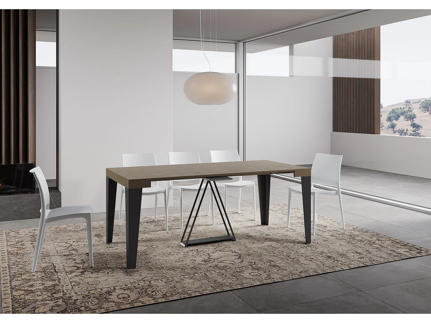 Console extensible 90x40/196 cm Algo Small taupe cadre anthracite