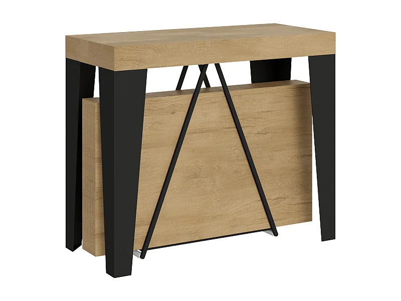 Konsola rozkładana 90x40/196 cm Algo Small dąb naturalny rama w kolorze antracytu