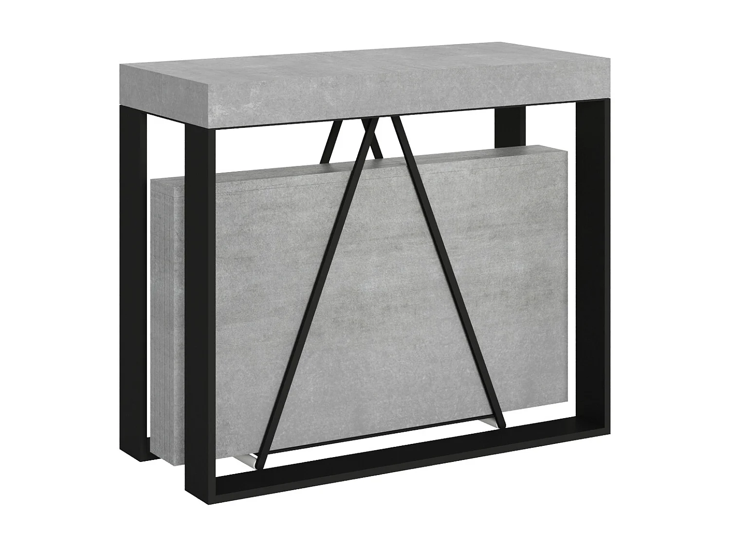 Console extensible 90x40/196 cm Sketa Small gris béton cadre anthracite