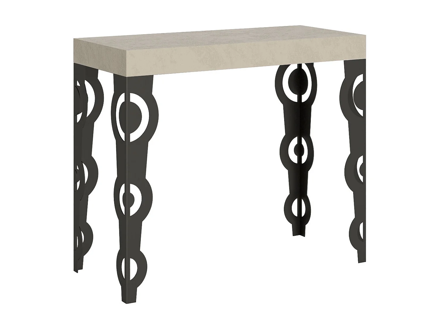Uitschuifbare sidetable 90x40/196 cm Karamay Small Kasjmier met antraciet frame