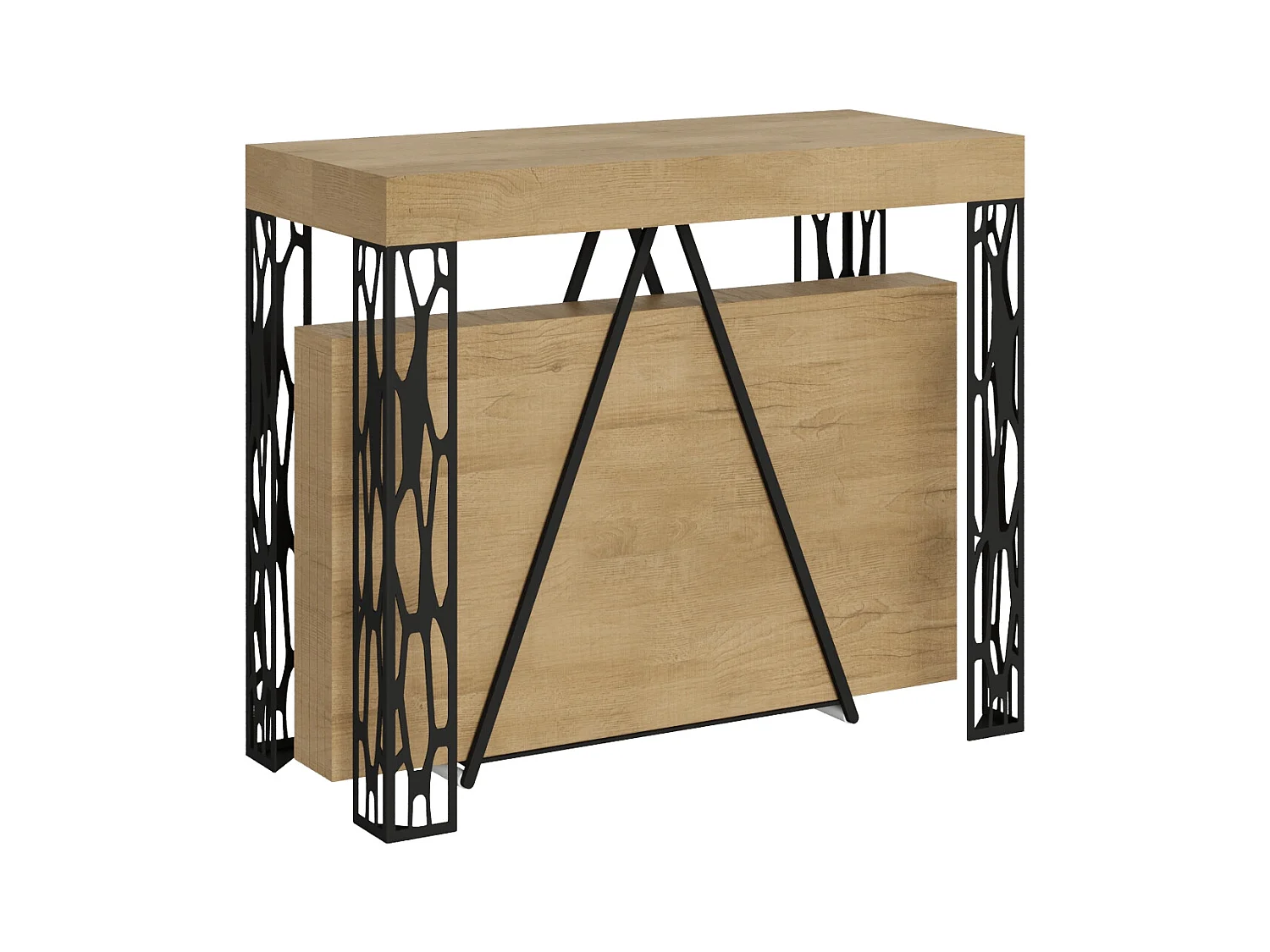 Consolle allungabile 90x40/196 cm Kerpa Small quercia natura telaio antracite