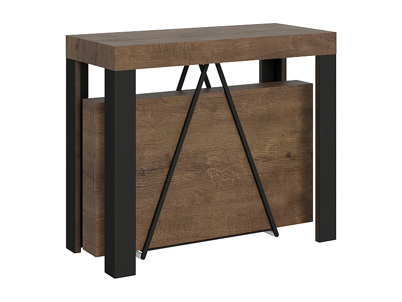 Console extensible 90x40/196 cm Tarax Small noyer cadre anthracite