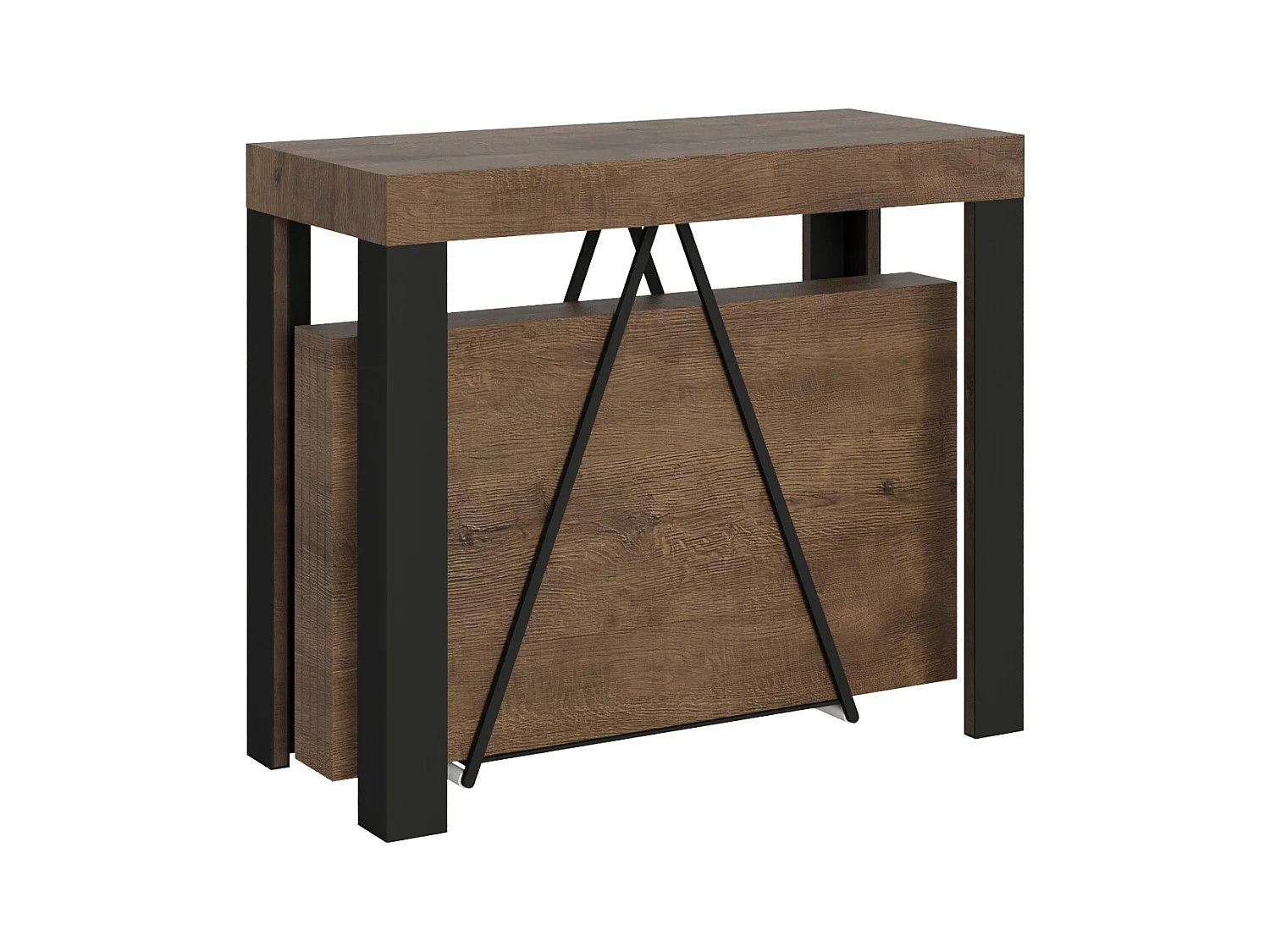 Console extensible 90x40/196 cm Tarax Small noyer cadre anthracite