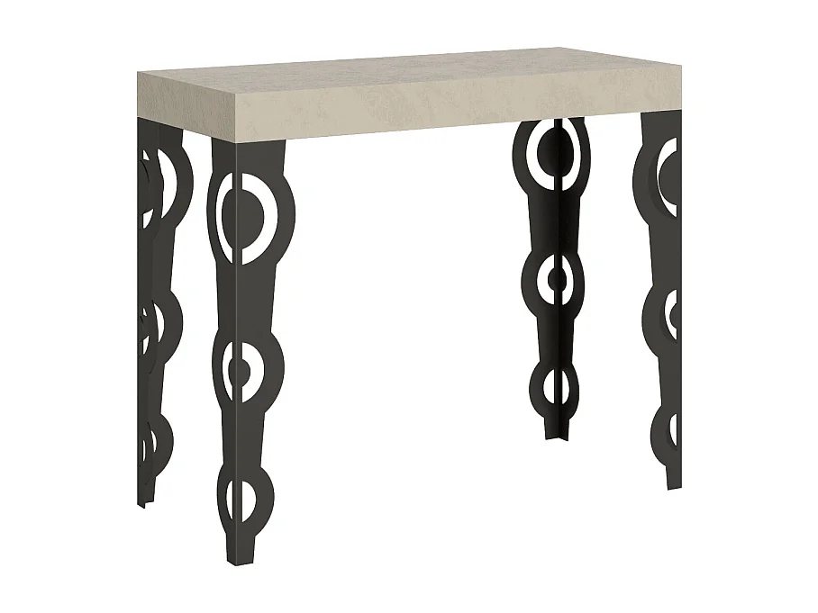 Uitschuifbare sidetable 90x40/300 cm Karamay Kasjmier met antraciet frame