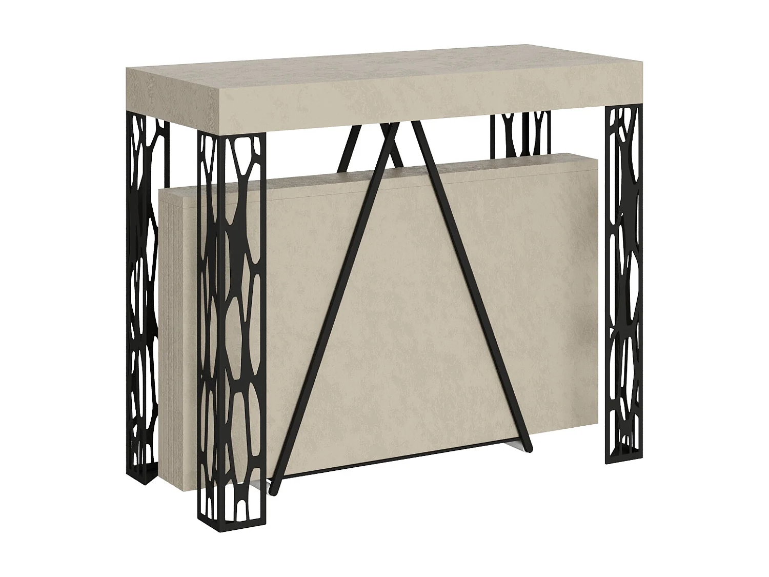 Console extensible 90x40/300 cm Kerpa cachemire cadre anthracite