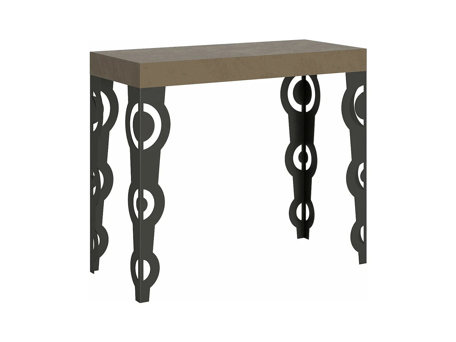 Console extensible 90x40/300 cm Karamay Taupe cadre Anthracite