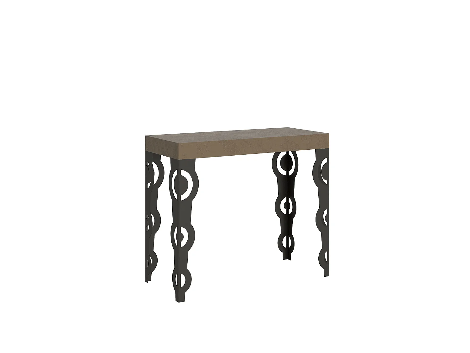Console extensible 90x40/300 cm Karamay taupe pieds anthracite