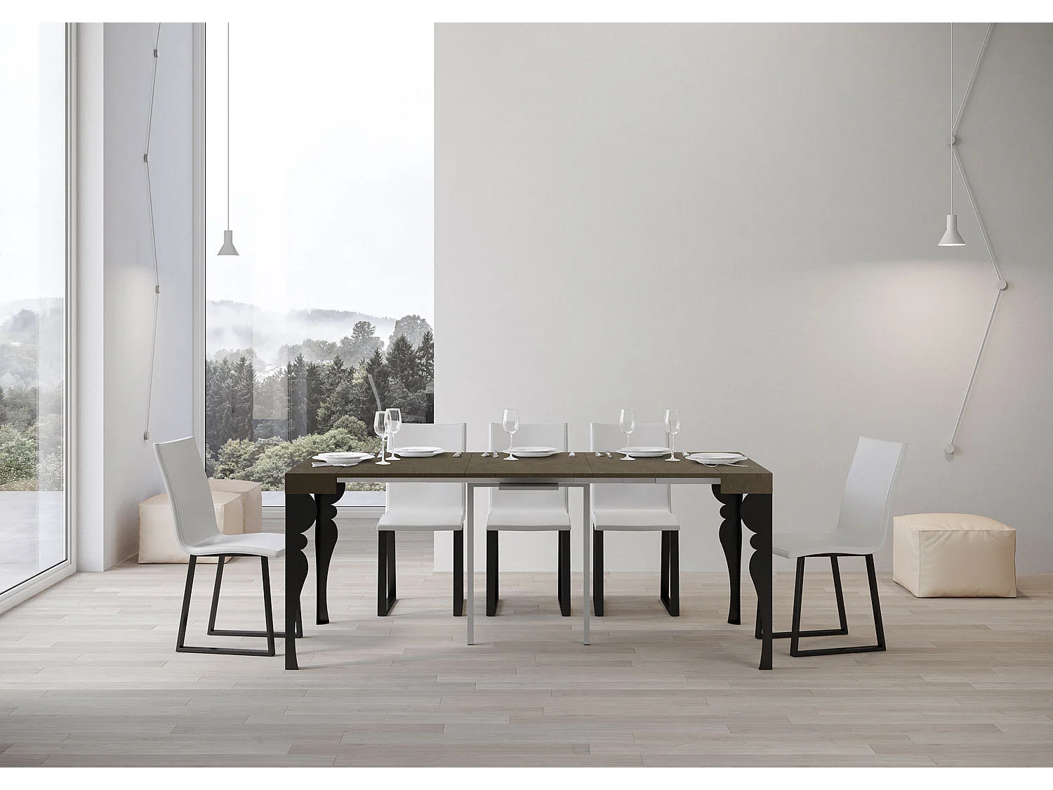 Console extensible 90x40/196 cm Paxon Small taupe pieds anthracite