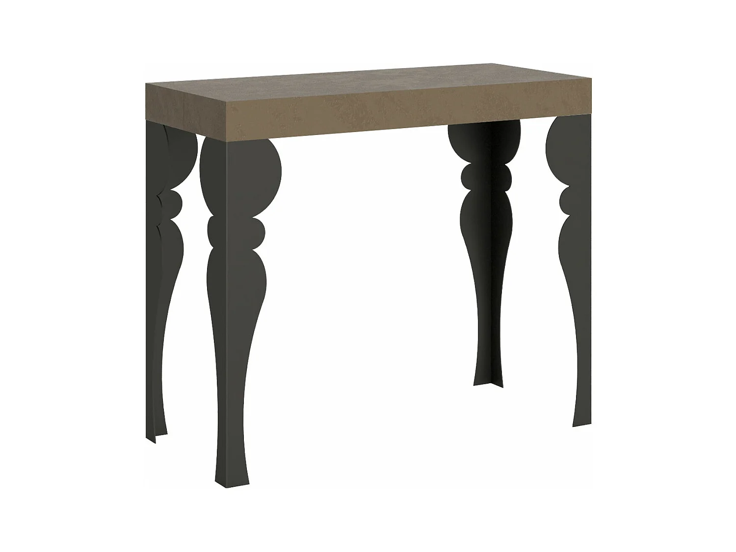 Console extensible 90x40/196 cm Paxon Small Taupe cadre Anthracite