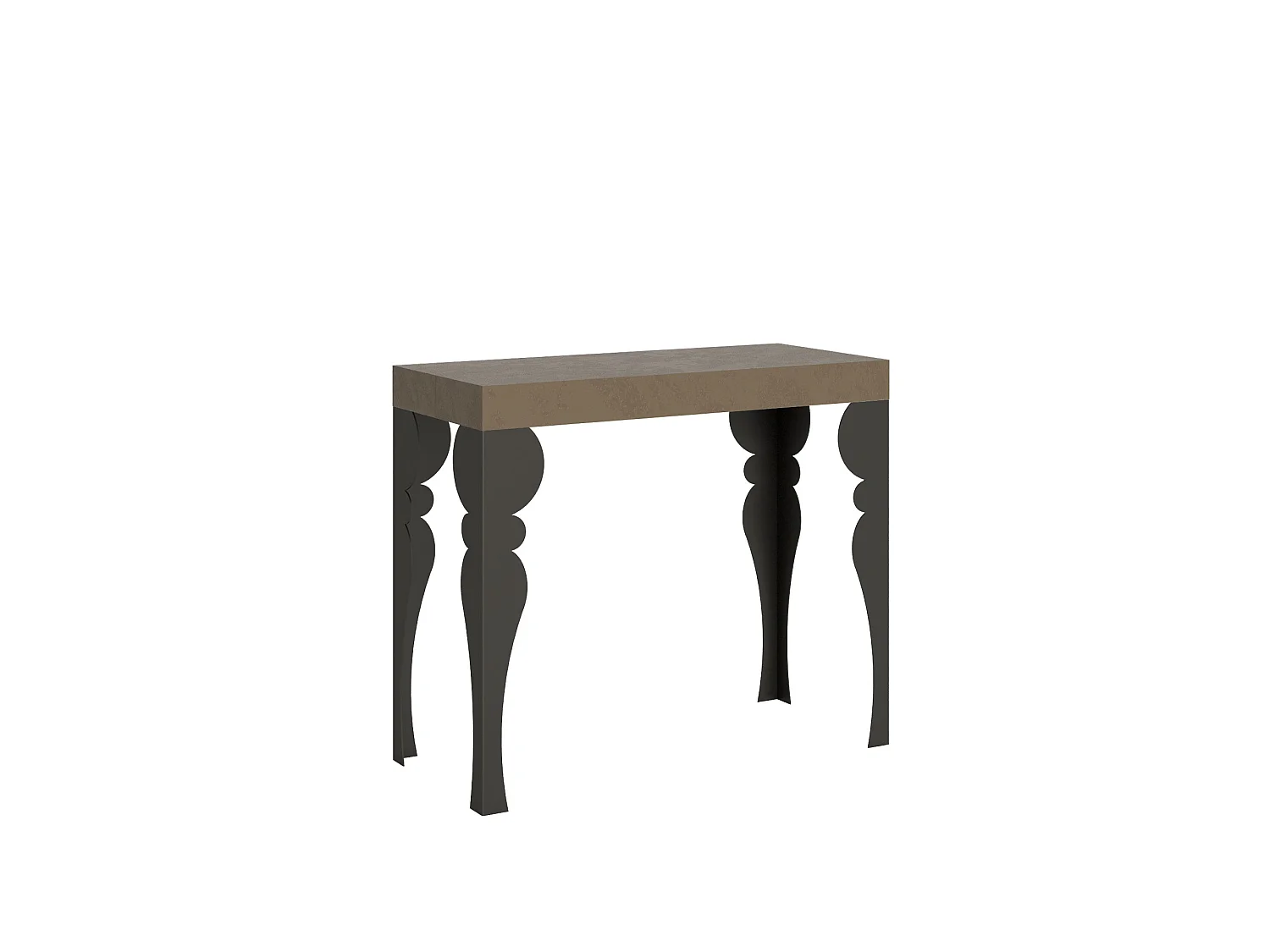 Ausziehbarer Konsolentisch 90x40/196 cm Paxon Small Taubengrau mit Eisenrahmen aus Anthrazit