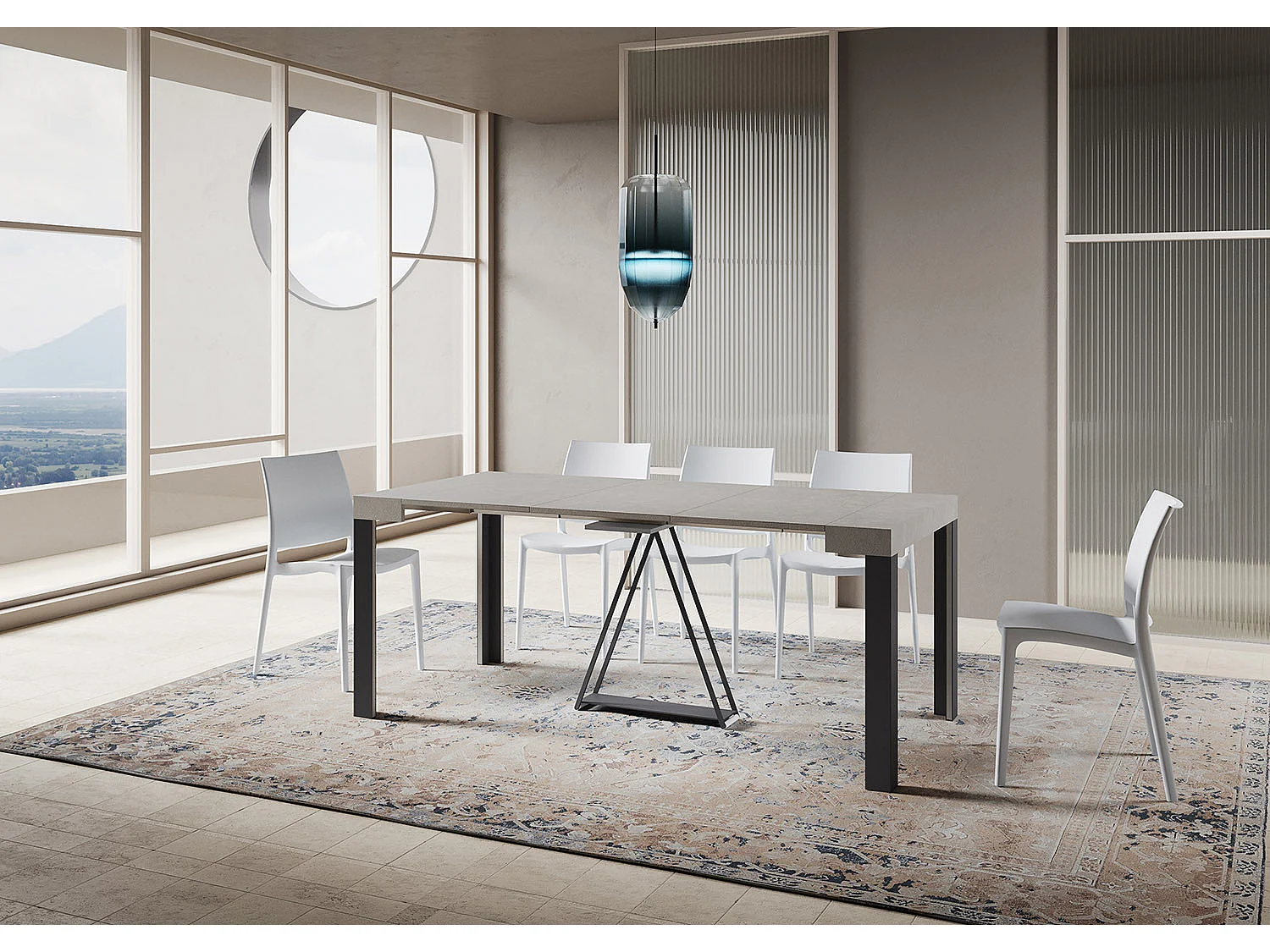 Uitschuifbare sidetable 90x40/196 cm Tarax Small kasjmier met antraciet frame