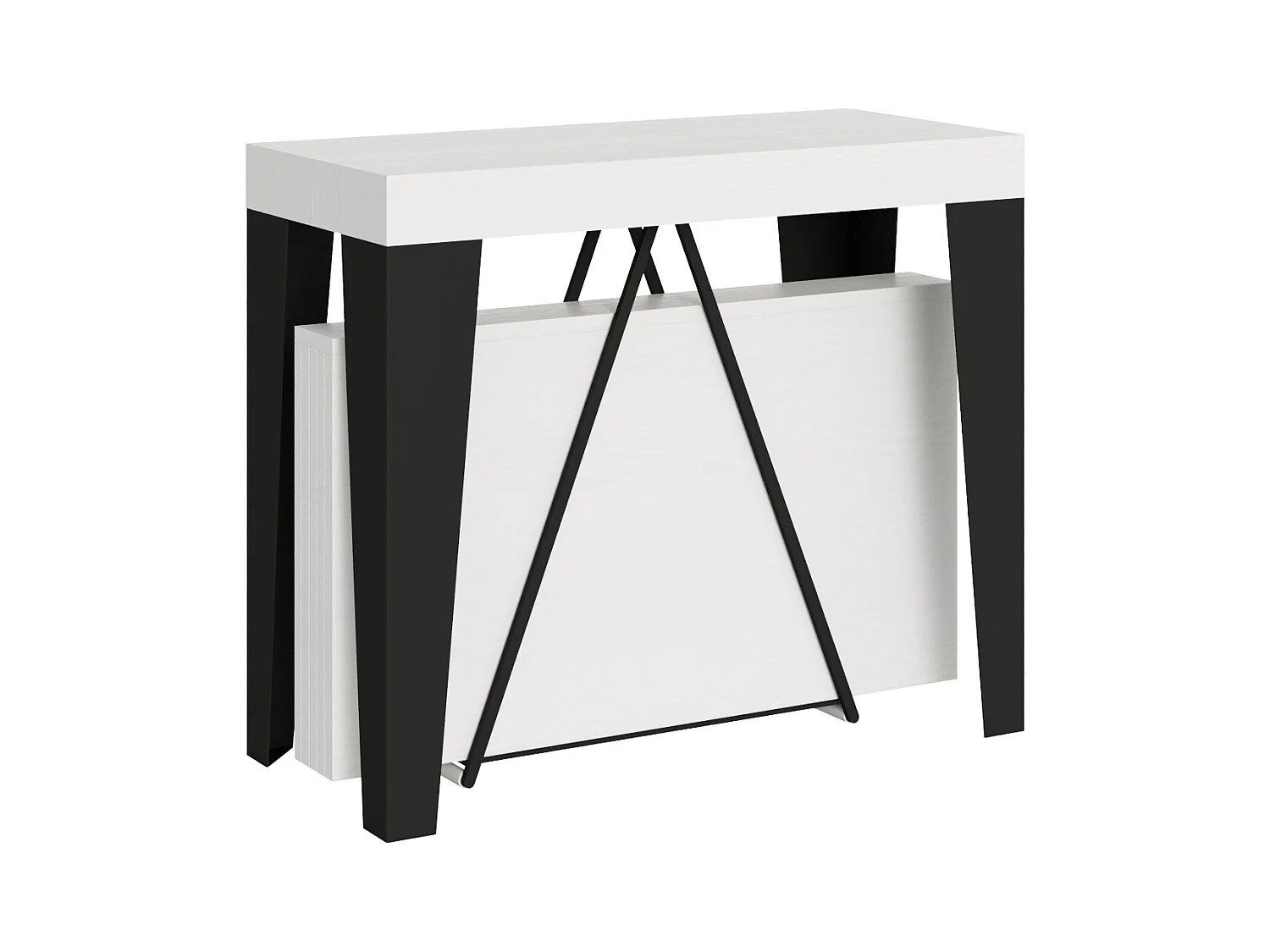 Uitschuifbare sidetable 90x40/196 cm Algo Small eiken wit met antraciet frame
