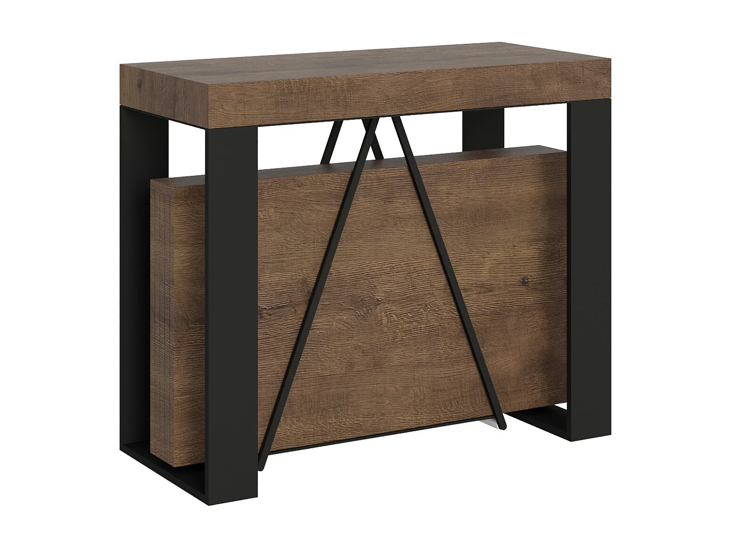Console extensible 90x40/196 cm Zamat Small noyer cadre anthracite