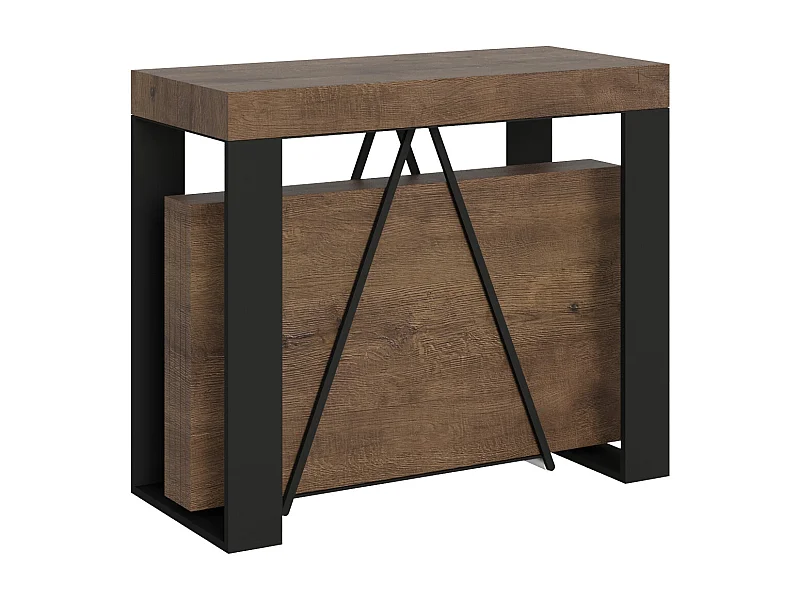 Console extensible 90x40/196 cm Zamat Small noyer cadre anthracite
