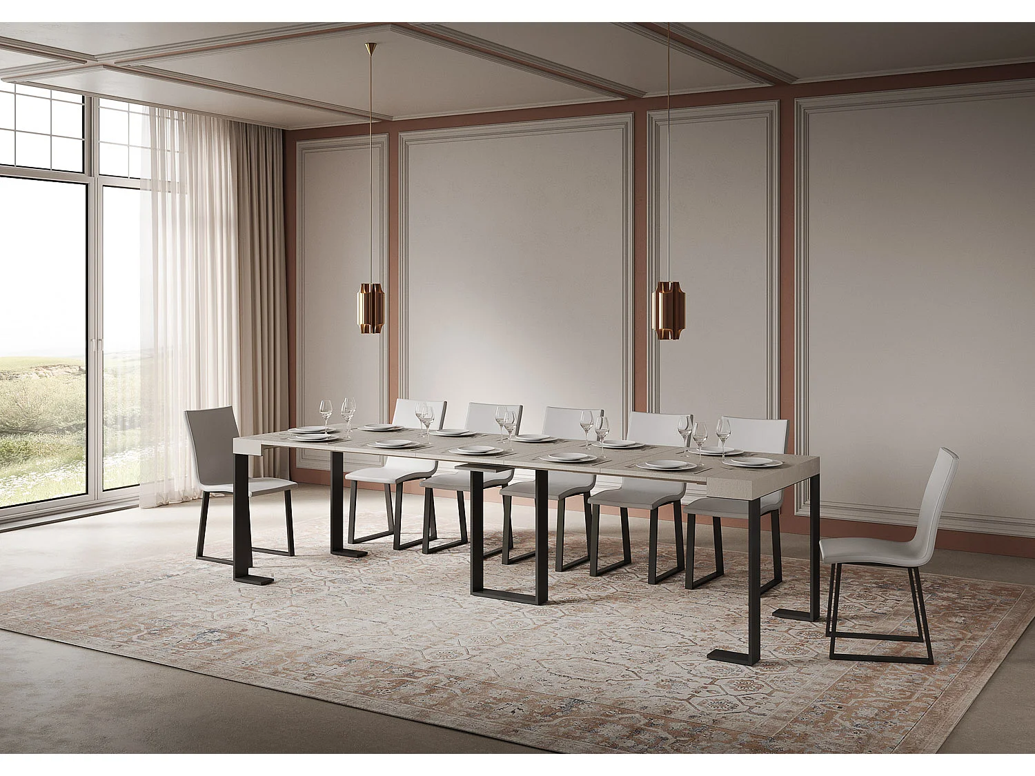 Itamoby Consolle allungabile 90x40/300 cm Sintesi Cashmere telaio Antracite