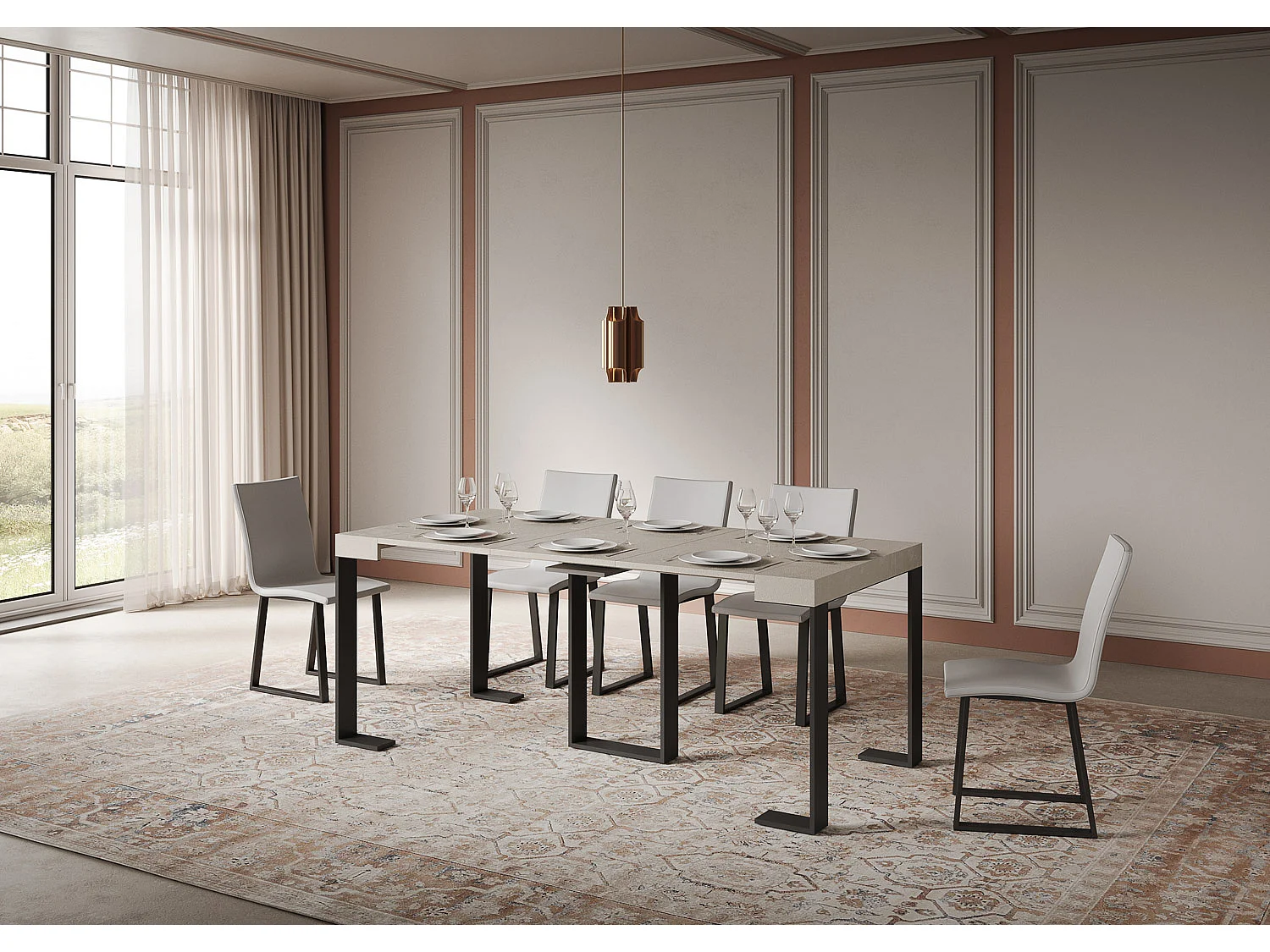 Itamoby Consolle allungabile 90x40/300 cm Sintesi Cashmere telaio Antracite