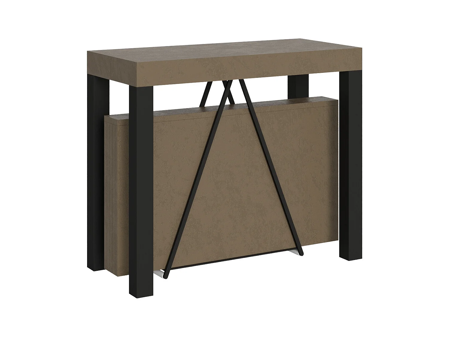 Console extensible 90x40/300 cm Tiris taupe cadre anthracite