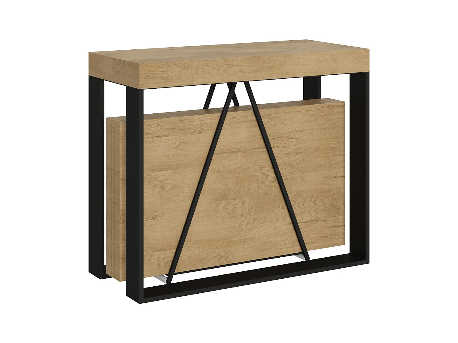 Console extensible 90x40/300cm Sketa chêne nature cadre anthracite