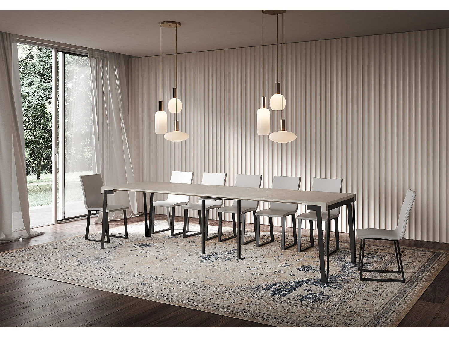 Console extensible 90x40/300 cm Rio Cachemire cadre Anthracite