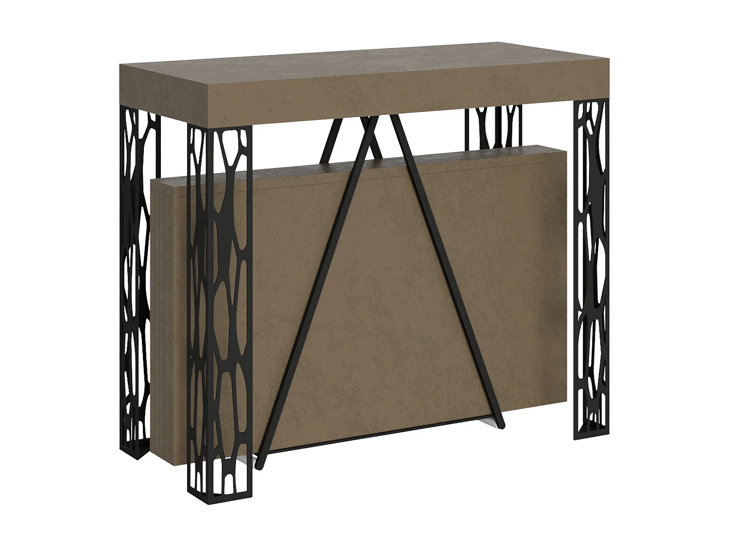 Console extensible 90x40/196 cm Kerpa Small taupe cadre anthracite