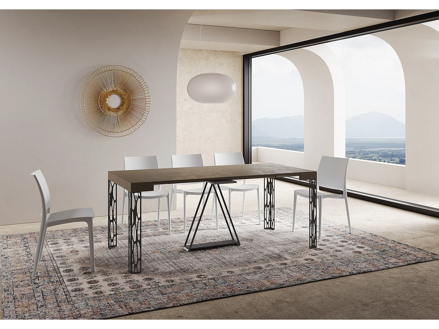 Console extensible 90x40/196 cm Kerpa Small taupe cadre anthracite