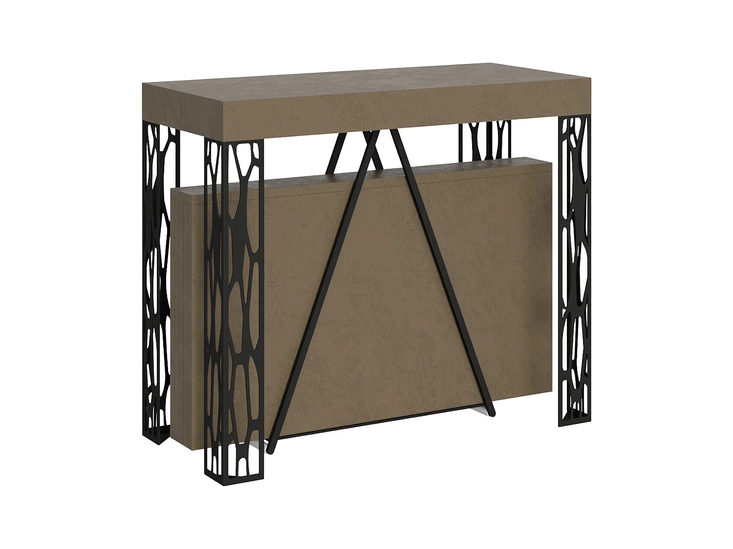 Console extensible 90x40/196 cm Kerpa Small taupe cadre anthracite