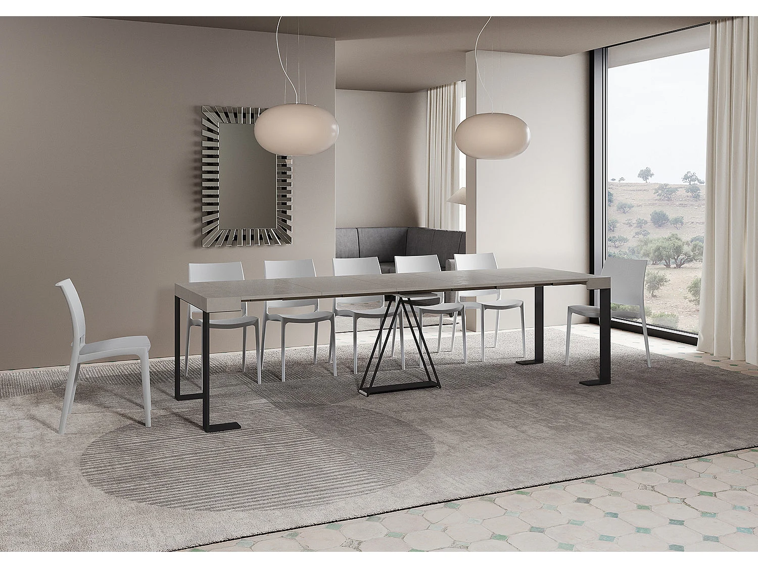 Consola extensible 90x40/300cm Zamat cachemira estructura antracita