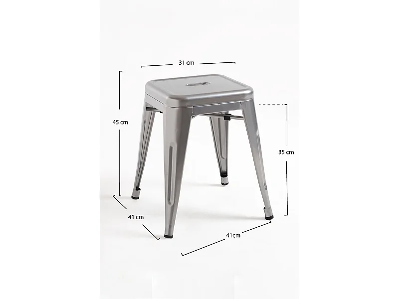 Taburetes Pequeños - Taburete Torix Pequeño - Gris metalizado