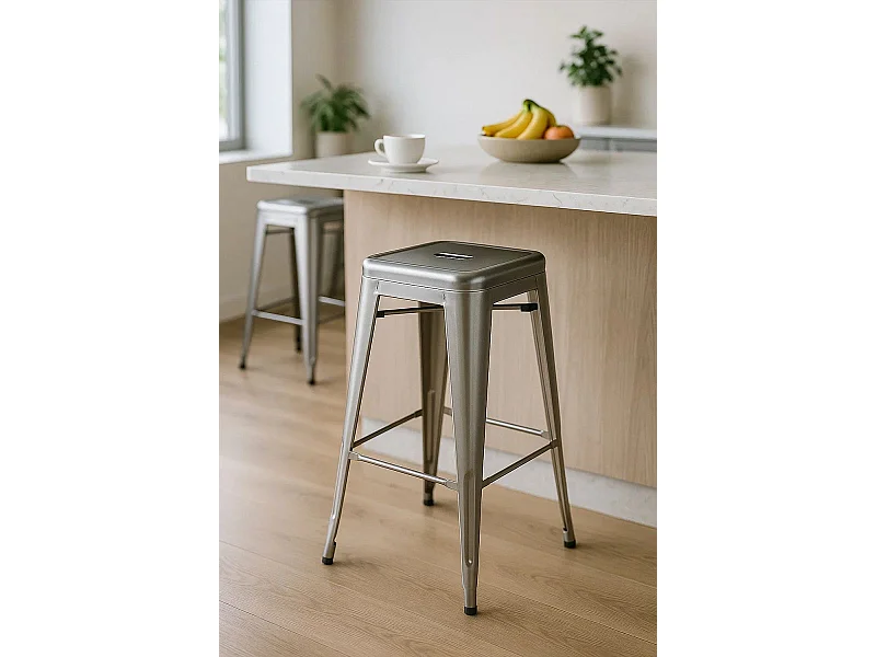 Taburetes Bajos - Taburete Torix Bajo - Gris metalizado