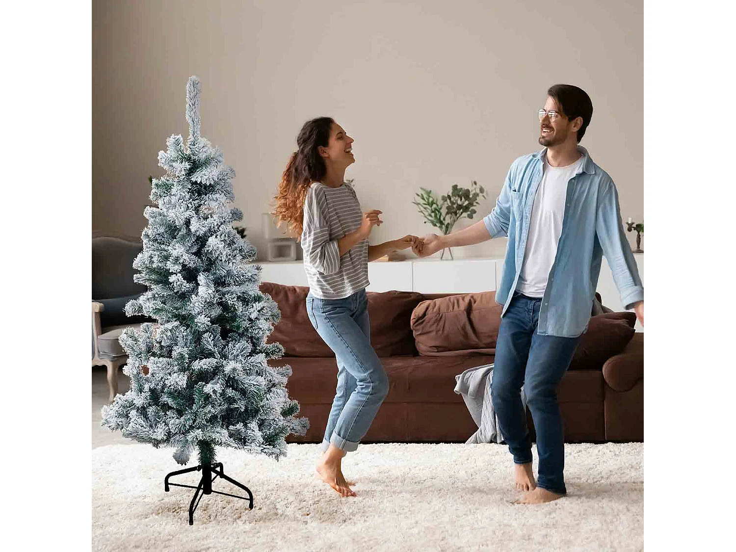 Sestriere Snow - Albero di Natale innevato effetto realistico in PE e PVC ø80x180H, 500 rami