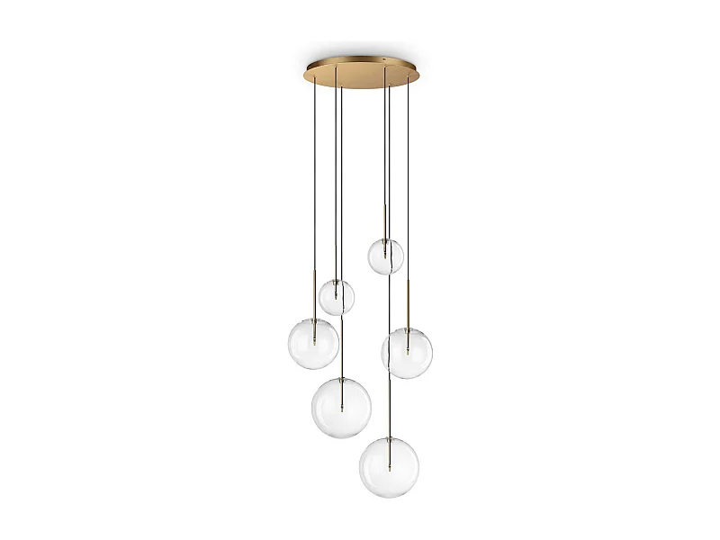 Ideal Lux EQUINOXE Plafonnier suspendu à 6 lampes en laiton