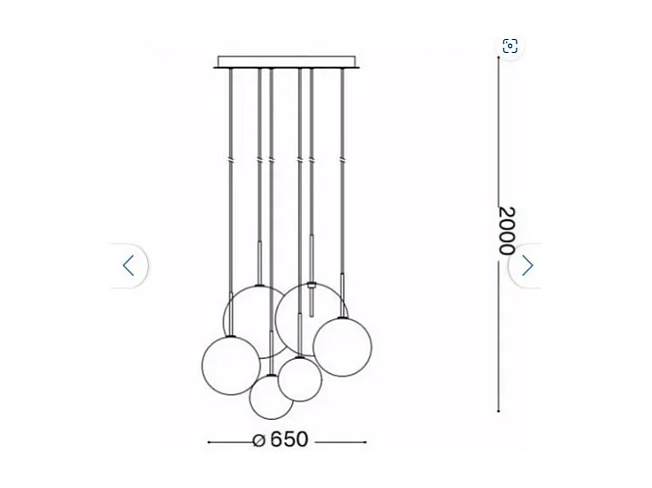 Ideal Lux EQUINOXE Plafonnier suspendu à 6 lampes en laiton