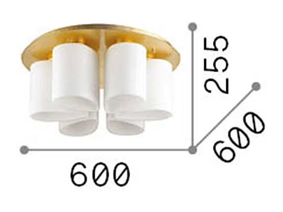 Ideal Lux DAISY - Indoor 6 lichts Flush Deckenleuchte Gold, E27