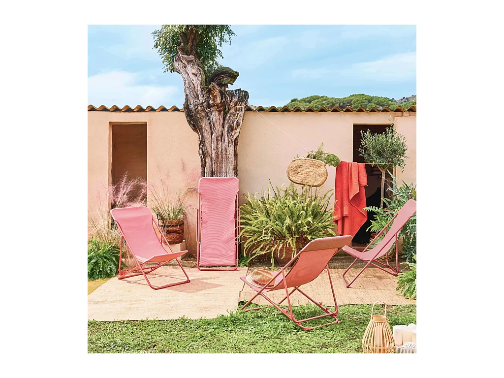 Silla de jardín plegable, set de 4 terracotta