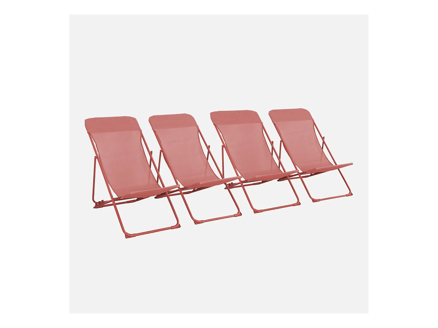 Lot de 4 chaises pliantes LIVORNO en acier / textilene. terracotta. 83 x 88 x 95 cm