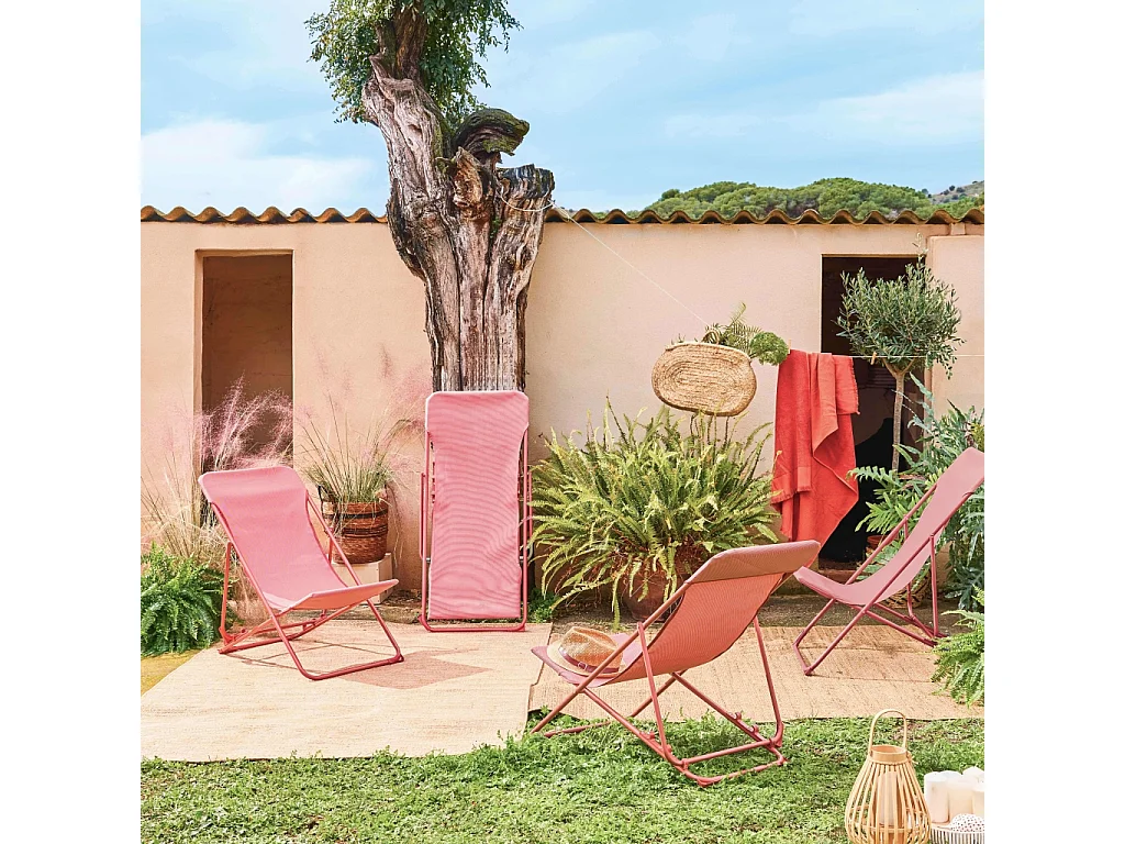 Silla de jardín plegable, set de 4 terracota