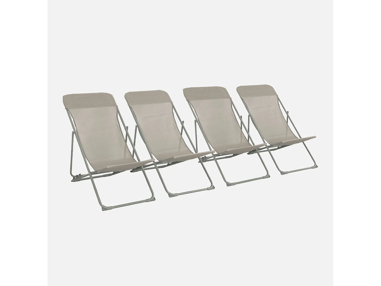 Set di 4 sedie a sdraio da giardino pieghevoli, verde kaki