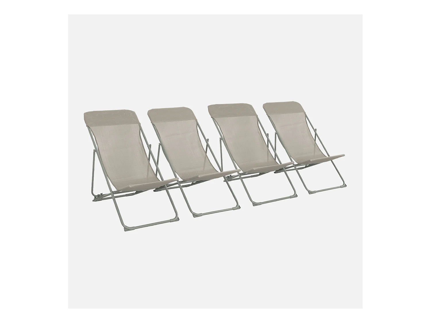 Lot de 4 chaises pliantes LIVORNO en acier / textilene. kaki. 83 x 88 x 95 cm