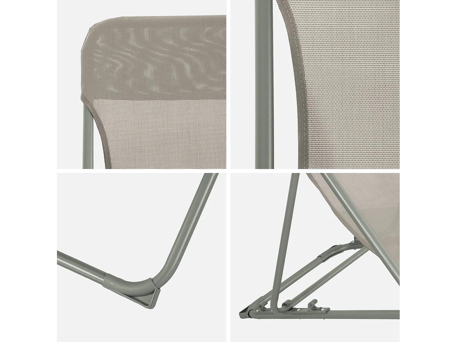 Lot de 4 chaises pliantes LIVORNO en acier / textilene. kaki. 83 x 88 x 95 cm